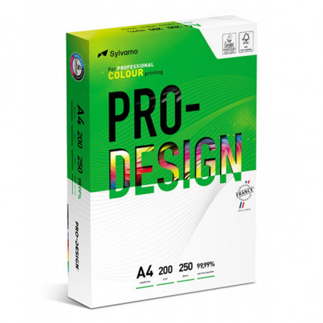 PAKIET Papier ksero PRO-DESIGN FSC, satynowany, klasa A++, A4, 168CIE, 200gsm, 250 ark.