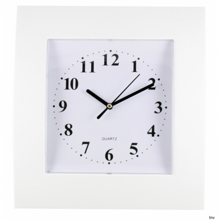 Zegar ścienny plastikowy 25,5x28,5cm, biały z białą tarczą, MPM E01.2499.00
