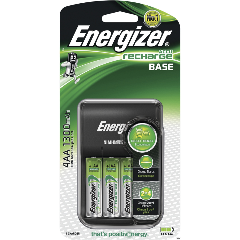 Ładowarka Energizer z 4 akumulatorkami AA 1300 mAh, ładowanie z USB, wskaźnik LED