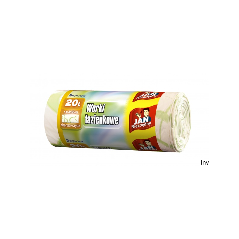 Worki łazienkowe Jan Niezbędny, nieprzezroczyste, 20l, 20 sztuk, białe, z nadrukiem