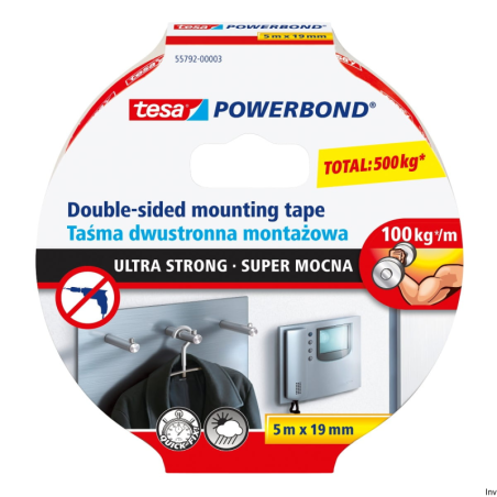 Taśma dwustronna piankowa Tesa Powerbond Ultra Strong 5m x 19mm