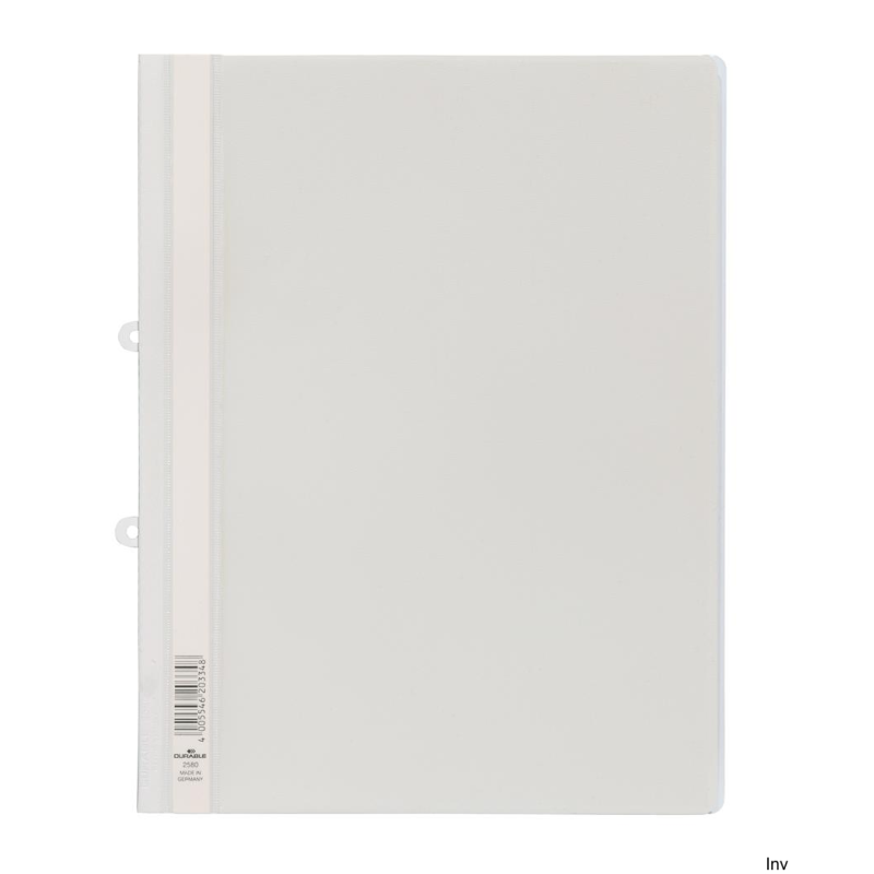 Skoroszyt A4 z PVC do segregatora biały 258002 Durable z przezroczystą okładką i paskiem do opisu