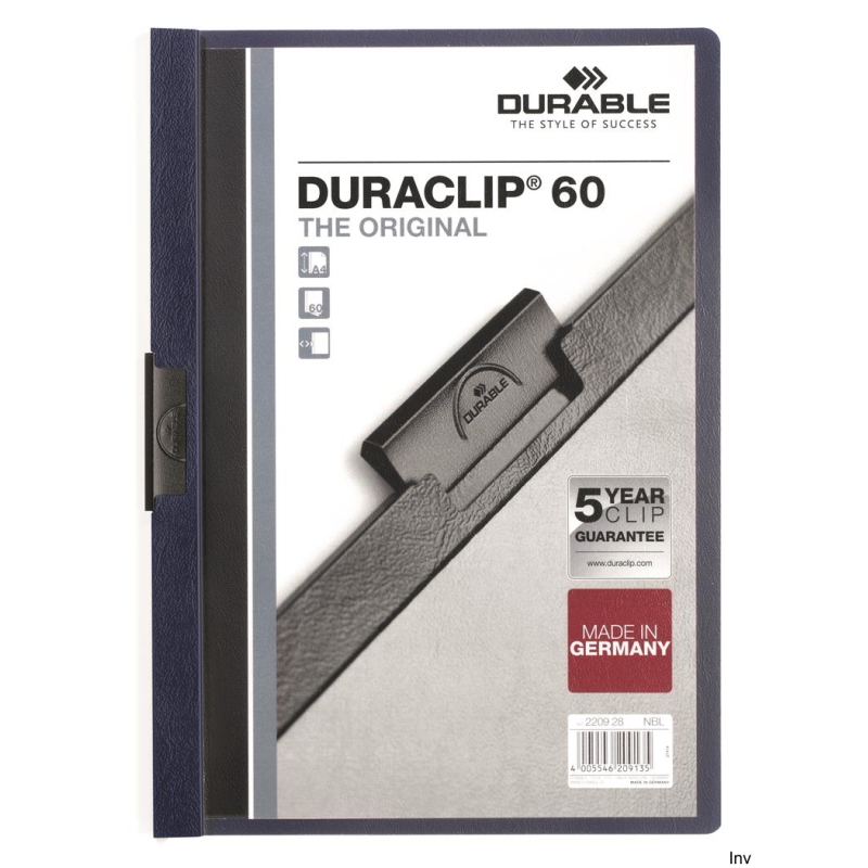 Skoroszyt zaciskowy Durable DURACLIP A4 granatowy na 160 kartek