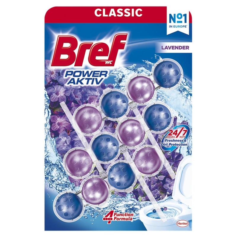 Kulki myjąco-zapachowe do toalet BREF Power Aktiv Lavender, 3x50g