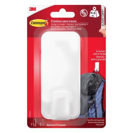 Haczyk COMMAND (17010FESIP), XL do ciężkich przedmiotów do 4,5kg, 1 haczyk + 2 paski, biały