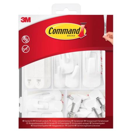 Zestaw haczyków i rzepów COMMAND (17231-EU), uniwersalny, biały