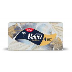 Chusteczki kosmetyczne VELVET Excellence, 4-warstwowe, 90 listków, białe