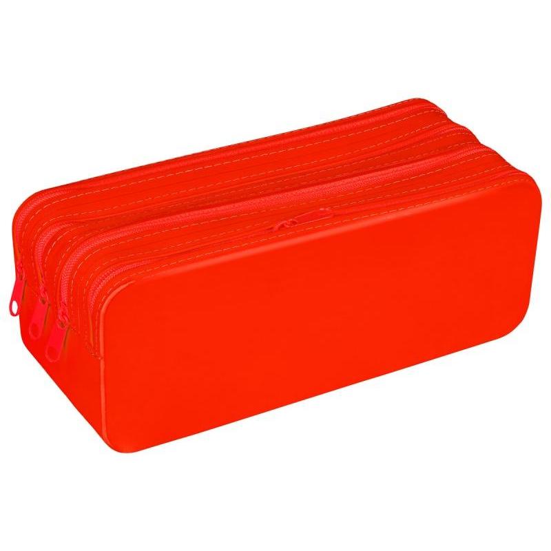 Piórnik silikonowy czterokomorowy GIMBOO, 200x80x75mm, czerwony