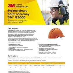 Hełm ochronny 3M, wskaźnik Uvicator, regulacja śrubowa, wentylowany, G3000NUV-GU, żółty