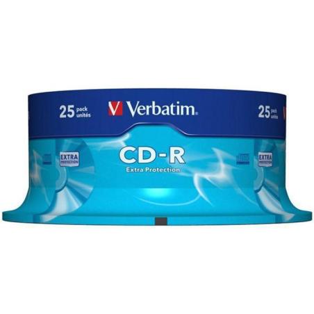 Płyta CD-R VERBATIM, 700MB, prędkość 52x, cake, 25szt., ekstra ochrona