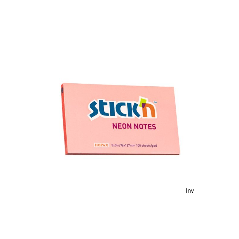 Bloczek samoprzylepny StickN 127x76 mm różowy neonowy 100 kartek