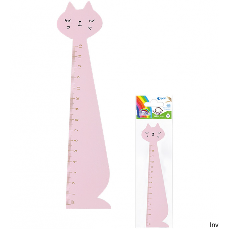 Linijka drewniana Fiorello KOT różowa 15 cm GR-F87KR