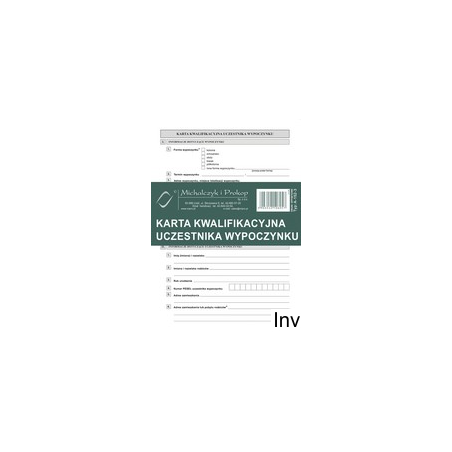 Karta kwalifikacyjna uczestnika wypoczynku A-152-3, 20 kartek 2xA5, Michalczyk i Prokop