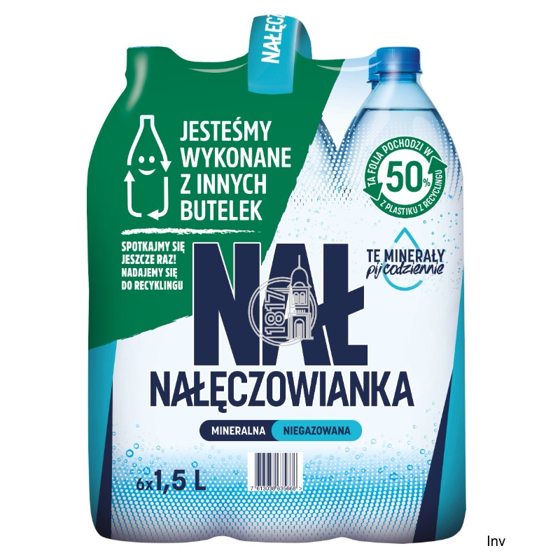 Woda NAŁĘCZOWIANKA niegazowana 1.5L butelka PET zgrzewka 6 szt. KAUCJA