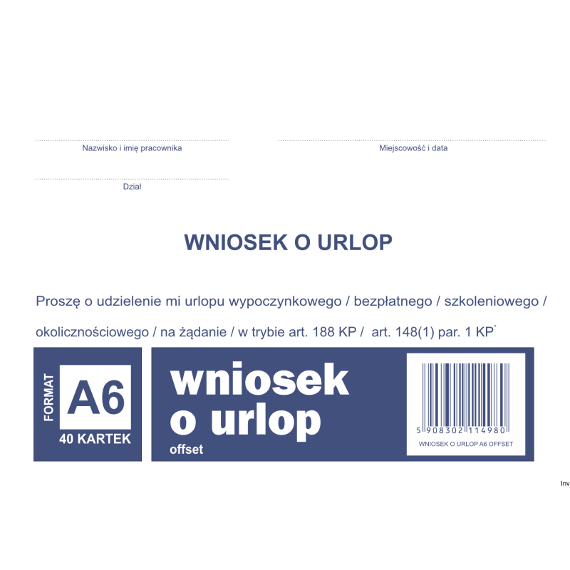 515-5 Wniosek o urlop MICHALCZYK&PROKOP A6 40 kartek