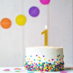 PAKIET Świeczka urodzinowa TRENDHAUS Birthday Fun maxi, brokatowa, cyfra 1, mix kolorów