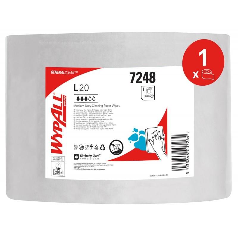 Czyściwo w roli WYPALL L20 General Clean, 2-warstwowe, 380m, 1000 listków, białe