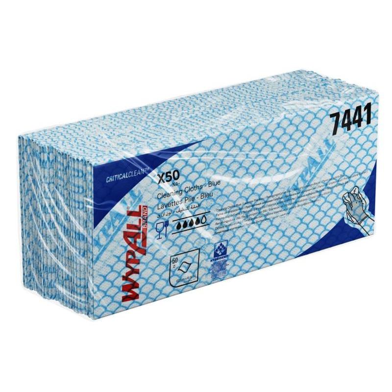 Czyściwo składane WYPALL X50, Critical Clean, włókninowe, 41,8x22,1cm, 50 szt., niebieskie