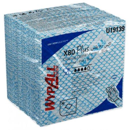 Czyściwo składane WYPALL X80 Plus Critical Clean, włókninowe, 35,5x33,5cm, 30 szt., niebieskie