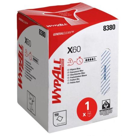 Czyściwo w roli WYPALL X60 General Clean, centralne odwijanie, włókninowe, 150 listków, niebieskie