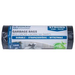 Worki na śmieci DONAU PROFESSIONAL, wytrzymałe, mocne, 160l, 10 szt., czarne