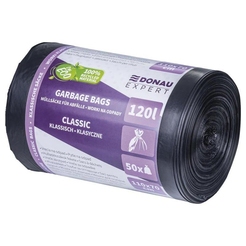 Worki na odpady DONAU EXPERT, klasyczne, LDPE, 120l, 50 szt., czarne