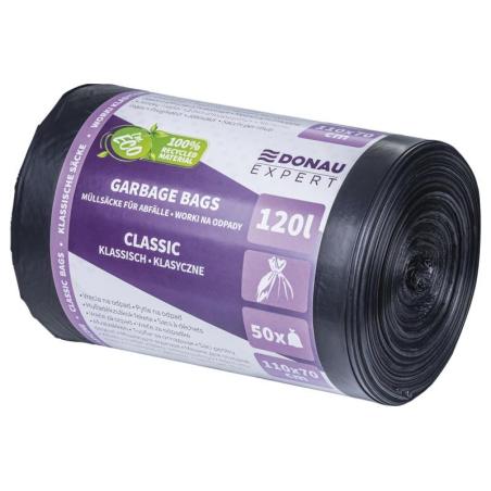 Worki na odpady DONAU EXPERT, klasyczne, LDPE, 120l, 50 szt., czarne
