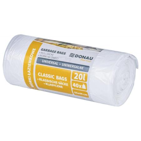 Worki na śmieci DONAU HOME, uniwersalne, łazienkowe, 20l, 40 szt., białe