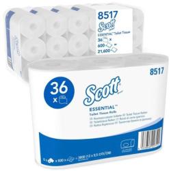 Papier toaletowy SCOTT Essential, 2-warstwowy, 6 rolek x 600 listków, biały