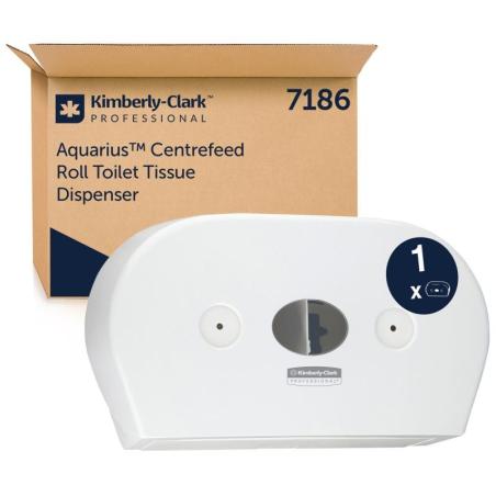 Dozownik podwójny do papieru toaletowego KIMBERLY-CLARK, 7186, centralne odwijanie, biały