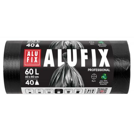 Worki na śmieci ALUFIX Professional, HDPE, 60x80cm, 8 μm, 60l, 40 szt., czarne