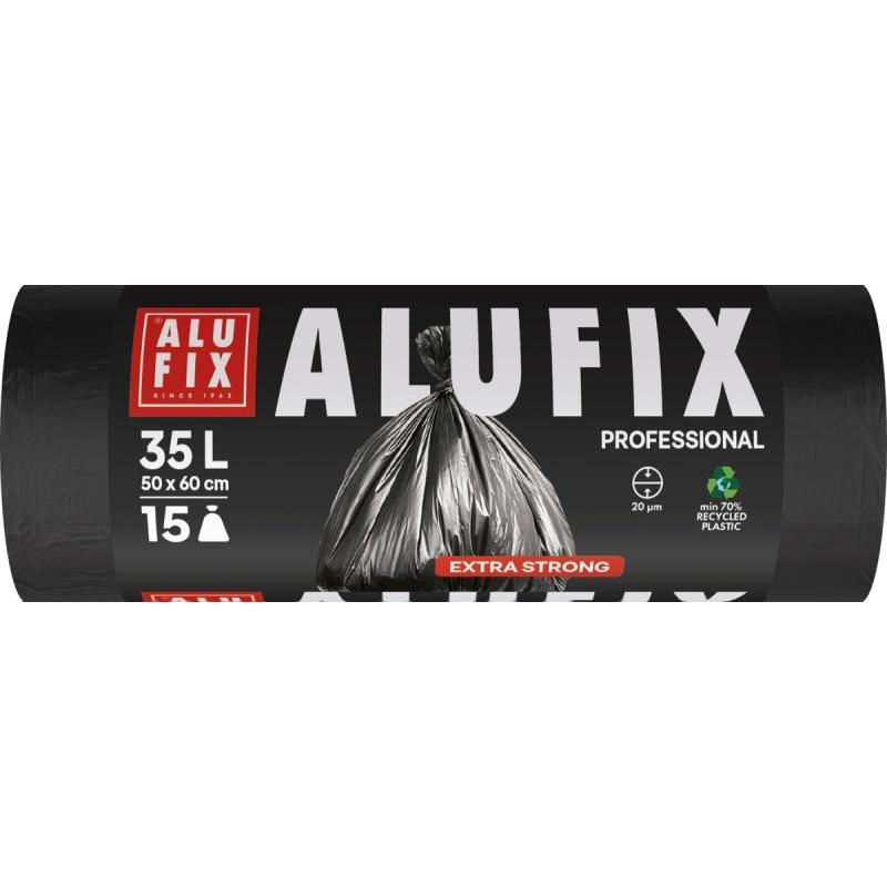 Worki na śmieci ALUFIX Professional, LDPE, 50x60cm, 20 μm, 35l, 15 szt., czarne