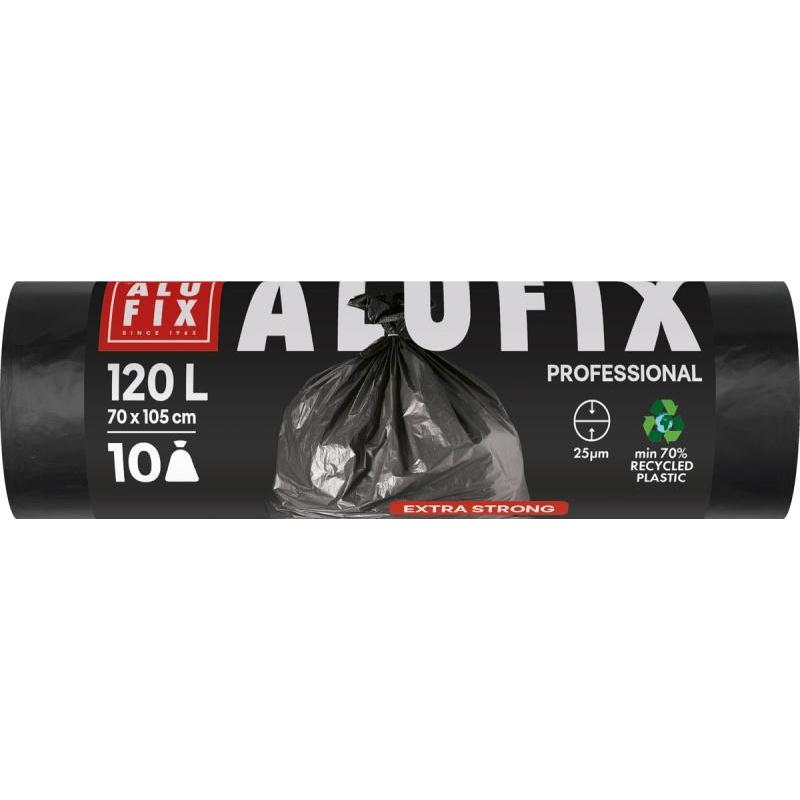 Worki na śmieci ALUFIX Professional, LDPE, 70x105cm, 25 μm, 120l, 10 szt., czarne