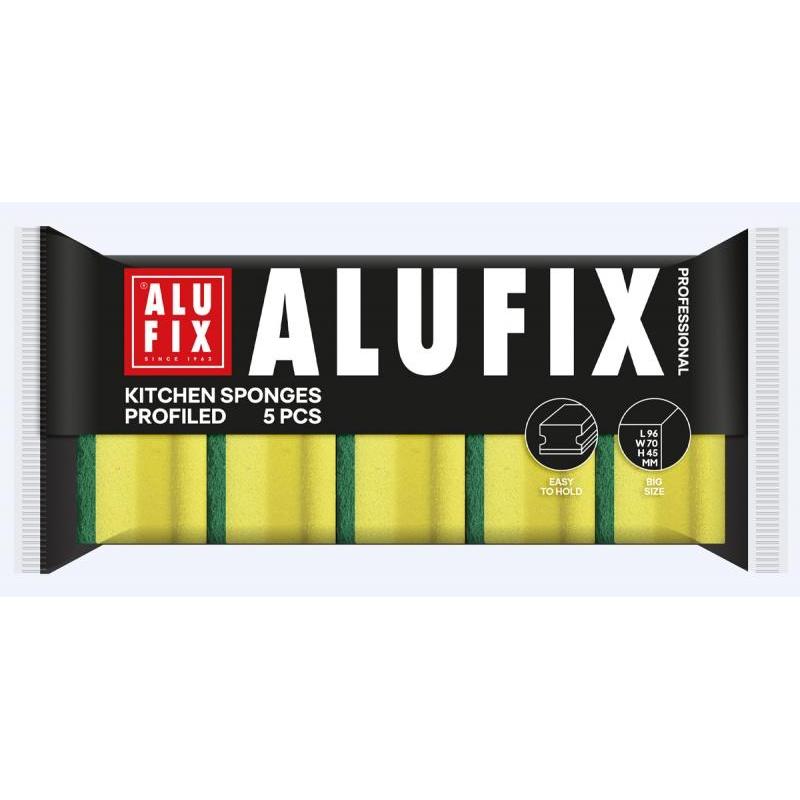 Gąbki kuchenne ALUFIX Professional, profilowane, 96x70x45mm, 5 szt., żółte