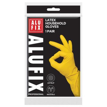 Rękawiczki domowe lateksowe ALUFIX Professional, 30g, rozmiar M, żółte