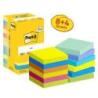 Karteczki samoprzylepne POST-IT Energetic, 76x76mm, 8x100 kart.+4x100 kart. gratis, mix kolorów