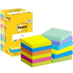 Karteczki samoprzylepne POST-IT Energetic, 76x76mm, 8x100 kart.+4x100 kart. gratis, mix kolorów
