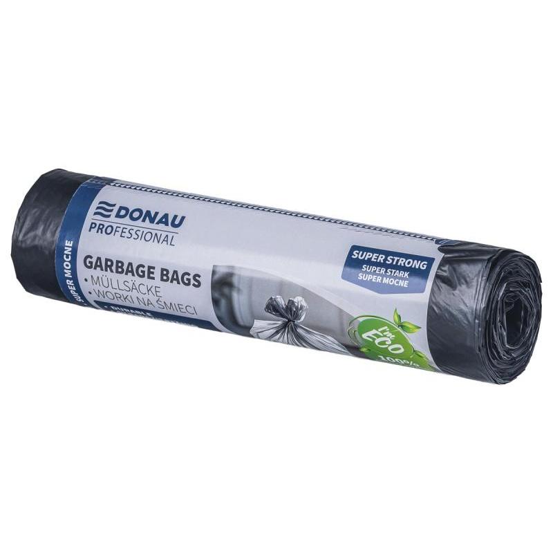 Worki na śmieci DONAU PROFESSIONAL, wytrzymałe, super mocne, z taśmą, 60l, 10 szt., czarne
