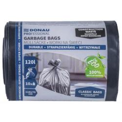 Worki na śmieci DONAU PROFESSIONAL, wytrzymałe, super mocne, budowlane, 120l, 10 szt., czarne
