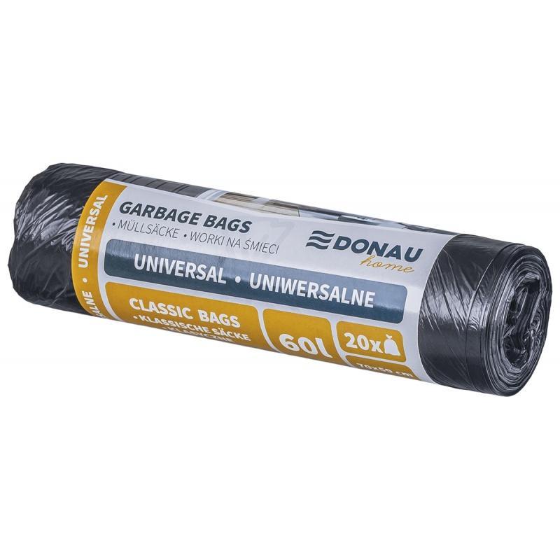 Worki na śmieci DONAU HOME, uniwersalne, 60l, 20 szt., czarne