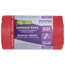 Worki na odpady medyczne DONAU EXPERT, LDPE, 60l, 50 szt., czerwone