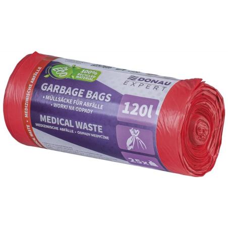 Worki na odpady medyczne DONAU EXPERT, LDPE, 120l, 25 szt., czerwone