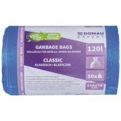 Worki na odpady DONAU EXPERT, klasyczne, LDPE, 120l, 50 szt., niebieskie