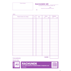 Rachunek A5 dla zwolnionych...