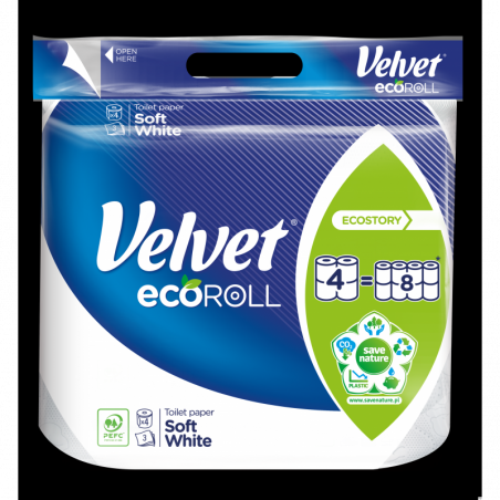 Papier toaletowy Velvet Ecoroll 4 rolki - ekologiczny i komfortowy wybór