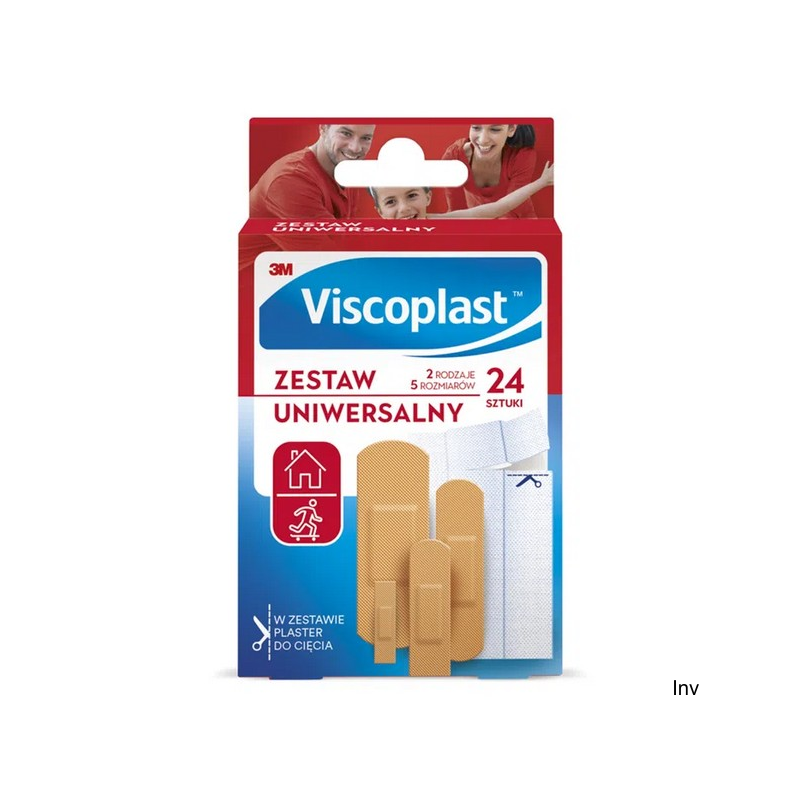 Zestaw plastrów VISCOPLAST 24 sztuki, 2 rodzaje, 5 rozmiarów, mix kolorów, wodoodporny i supermiekki