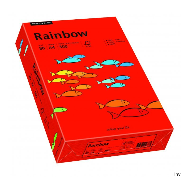 Papier kolorowy A4 80 g ciemny czerwony R28 Rainbow do wydruków i korespondencji, 1 ryza