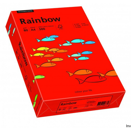 Papier kolorowy A4 80 g ciemny czerwony R28 Rainbow do wydruków i korespondencji, 1 ryza