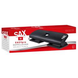 Dziurkacz SAX 350 EasyPro M Double, dziurkuje do 20 kartek, 4 otwory, czarny