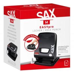 Dziurkacz SAX EasyPro M, czarny, do 30 kartek, 2 otwory w rozstawie 80 mm